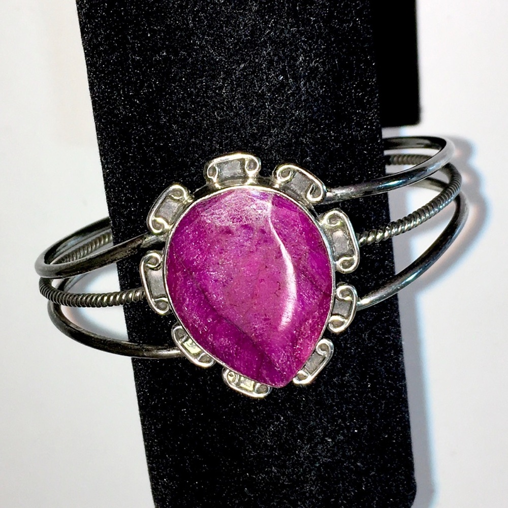 STERLING SILVER ruby cuff bracelet